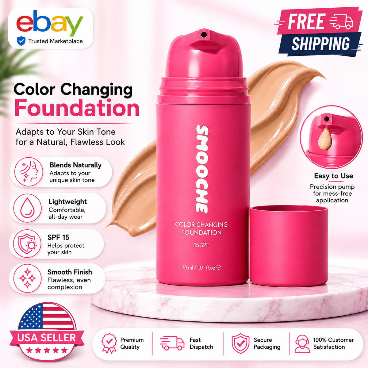 Color Changing Foundation SPF15 - Natural Finish, 30ml, Unisex Makeup