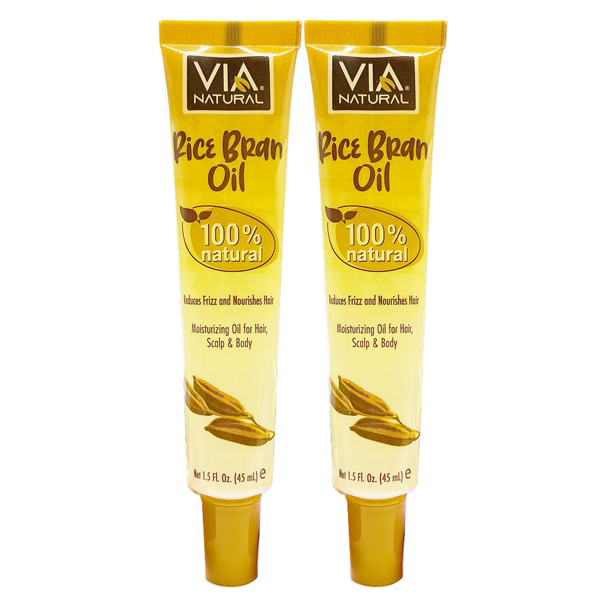 Natural Rice Bran Oil for Hair, Skin & Body - Nourishing Moisturizer, 1.5oz, Pack of 2-6