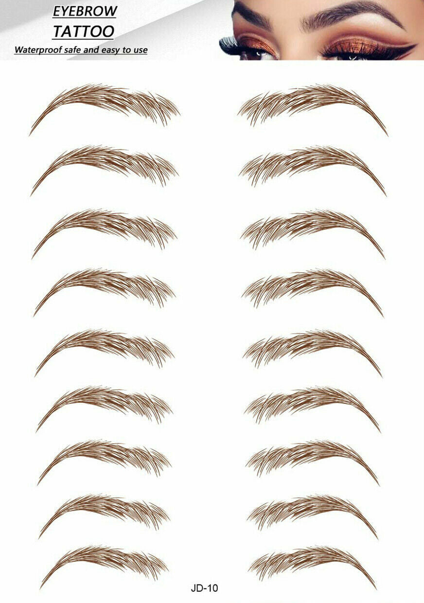 3D Waterproof Hair-Like Eyebrow Stickers - Natural & Reusable, 38 Pairs