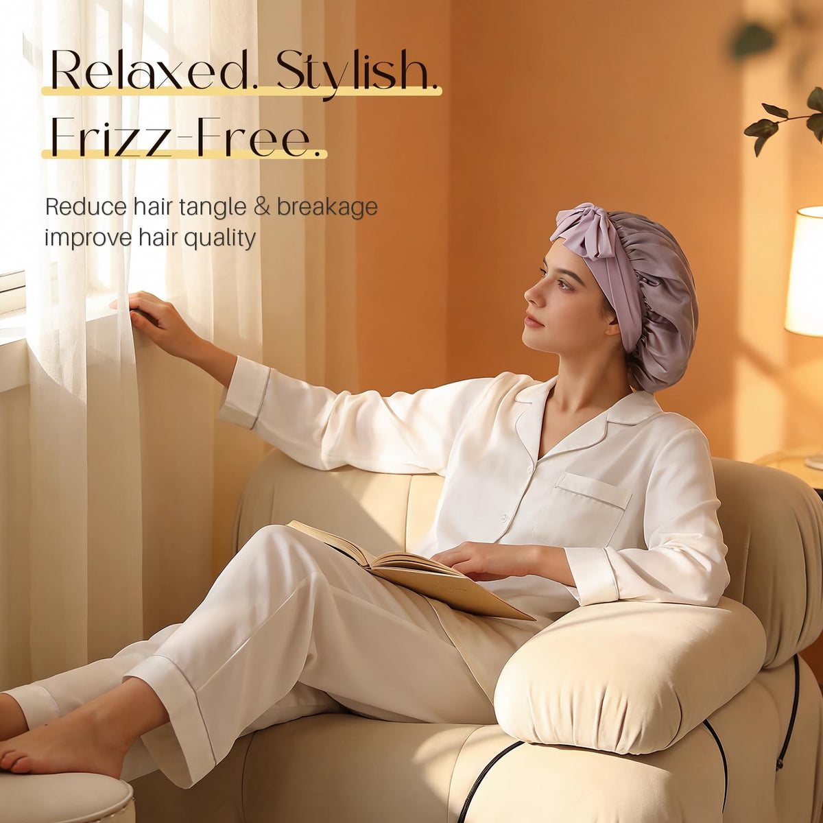 ZIMASILK 100% Mulberry Silk Bonnet for Sleeping Women Long One Size,