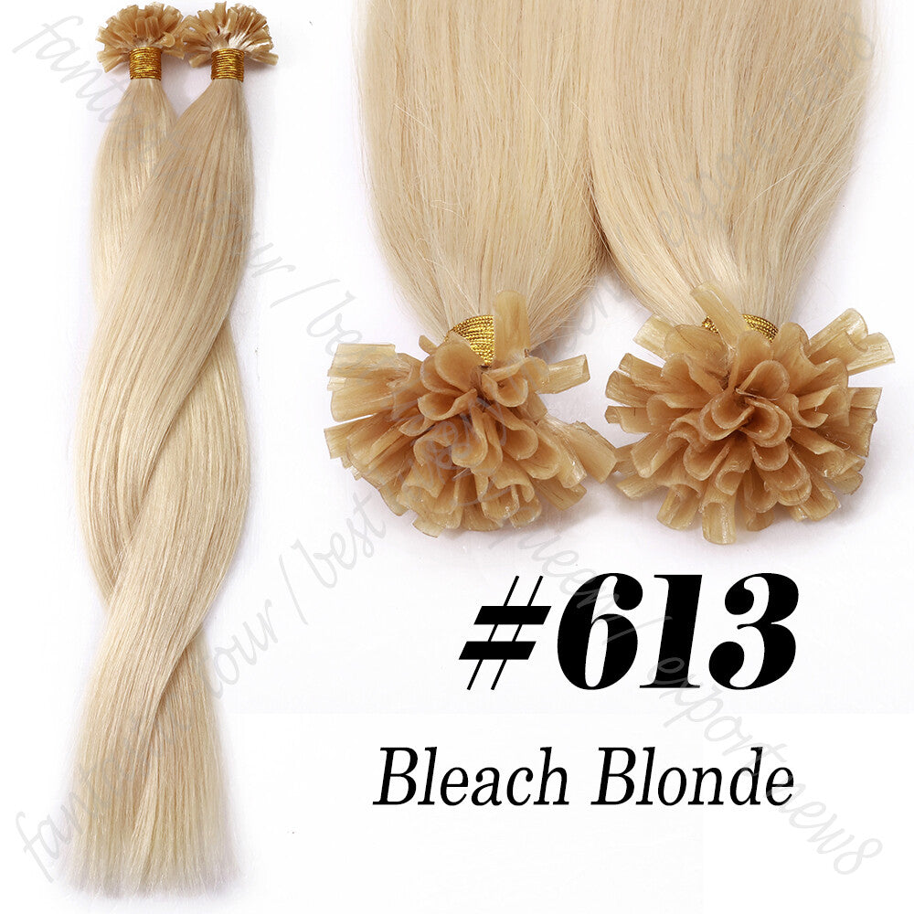Pre Bonded Keratin Hair Extensions 100% Remy Human Hair Platinum Blonde & Natural Shades
