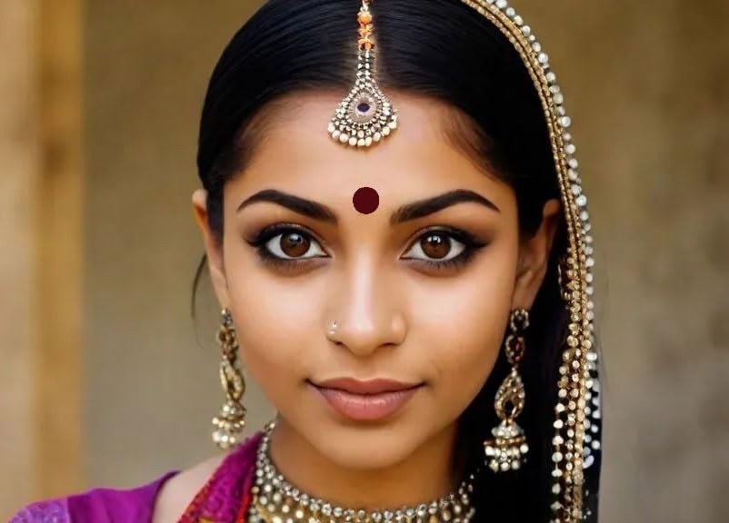 Self-Adhesive Bindi Booklet with Multicolor & Gold Crystal Border - Reusable Women’s Traditional Forehead Adornment