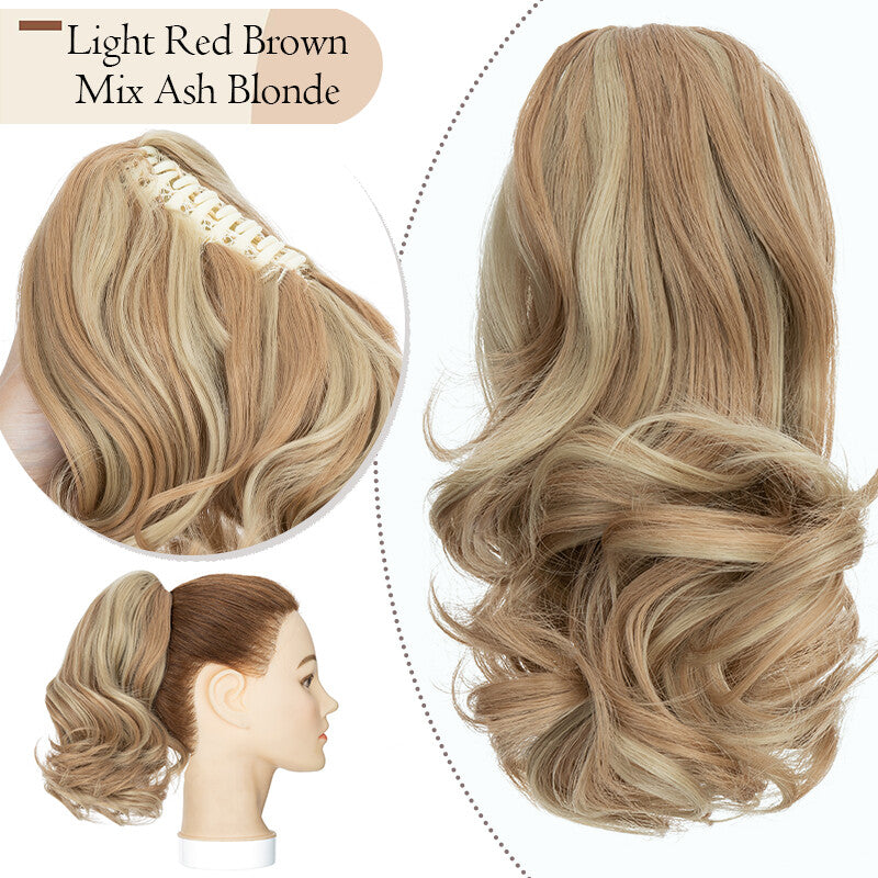 Messy Bun Scrunchie Hair Ponytail Claw Clip Updo Extensions - Thick Ombre Style