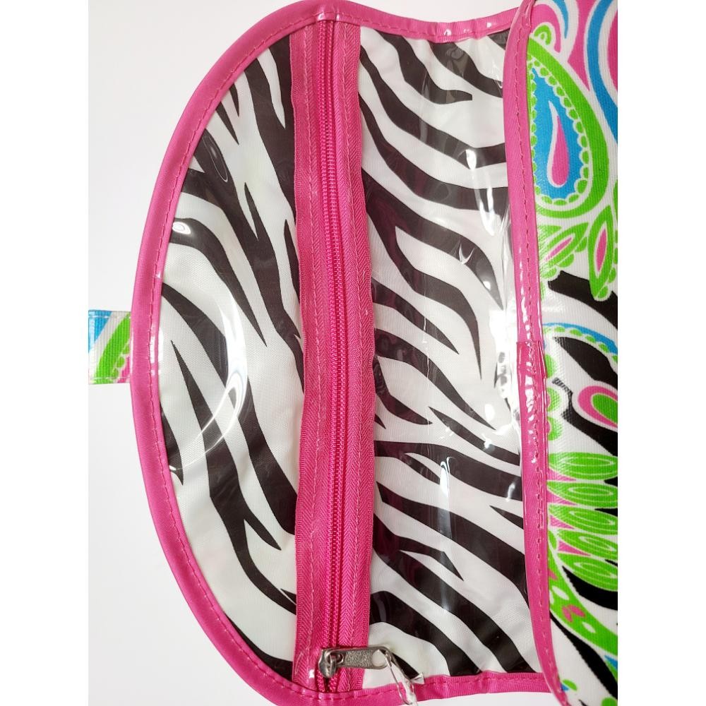 Travel Toiletry Case with Hanging Hook and Removable Cosmetic Bag - Wild Paisley Pattern