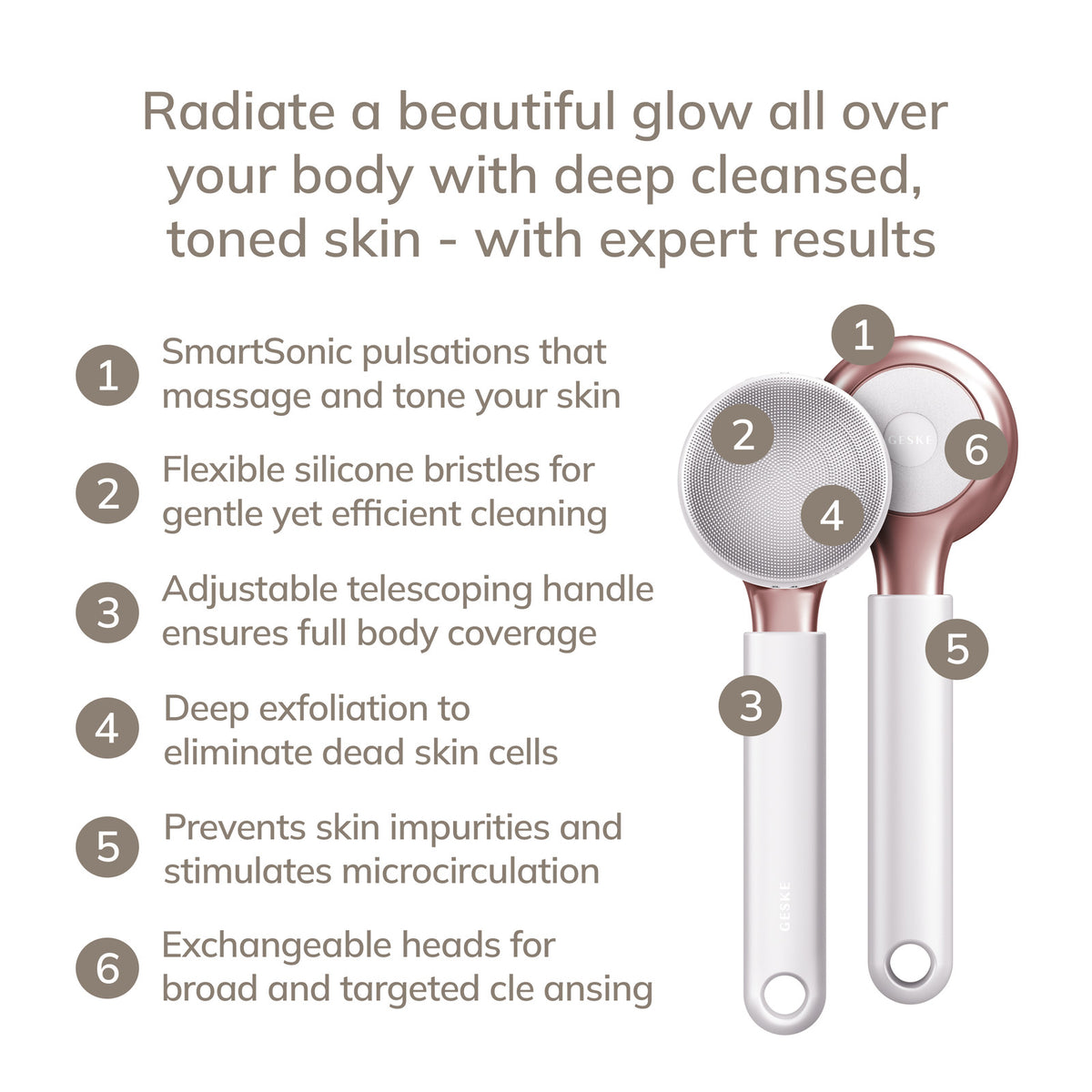 GESKE Sonic Full-Body Brush & Intensive Exfoliator 8 in 1 Starlight