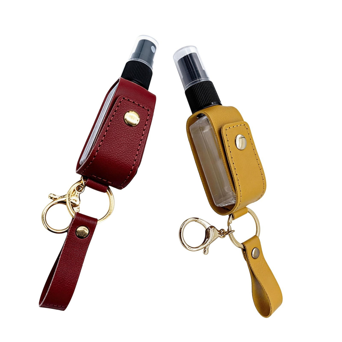 Travel Spray Bottle Set with Leather Keychain Holder, 30ml Refillable Leak-Proof