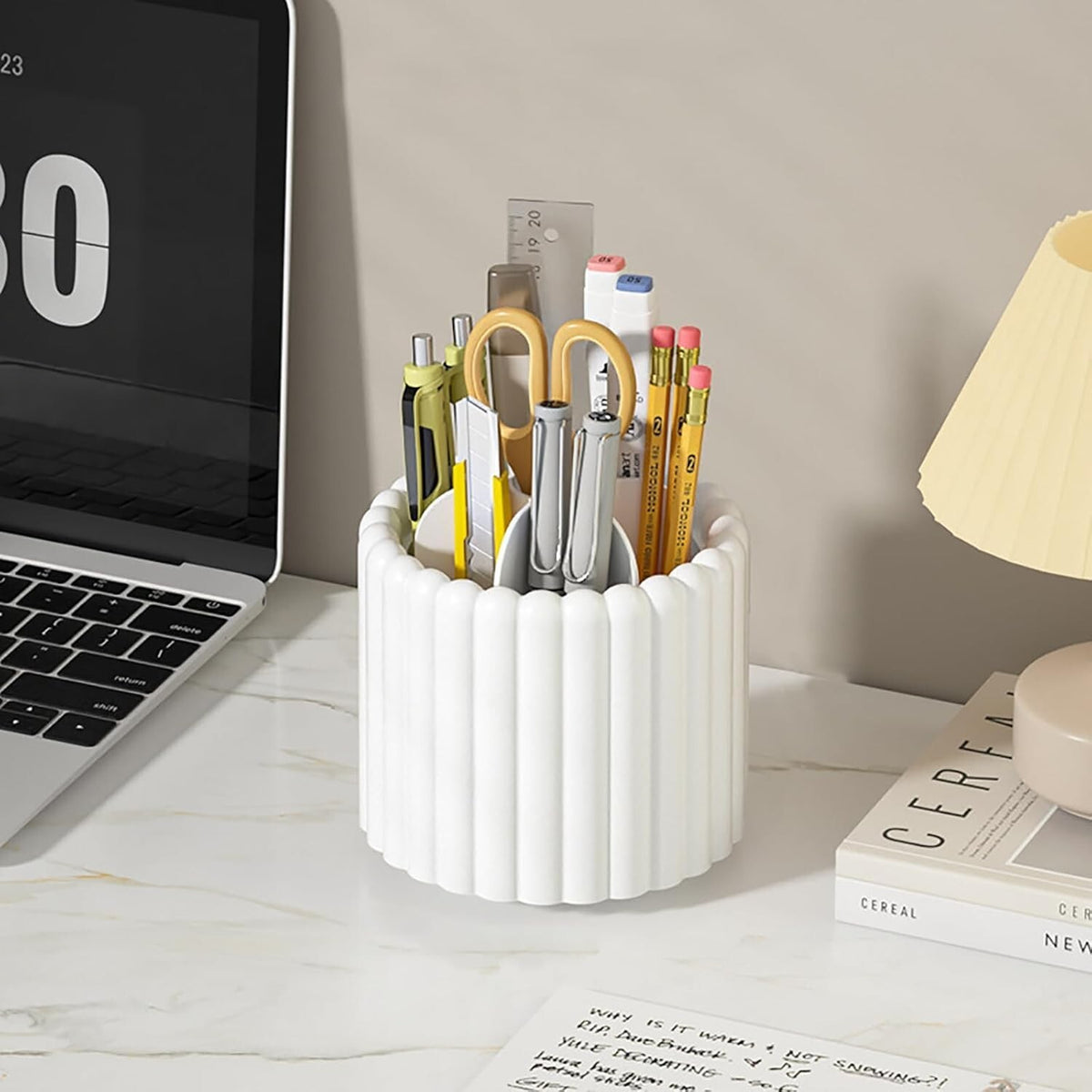 Rotating Makeup Brush Holder with 7 Slots - Removable Organizer for Vanity