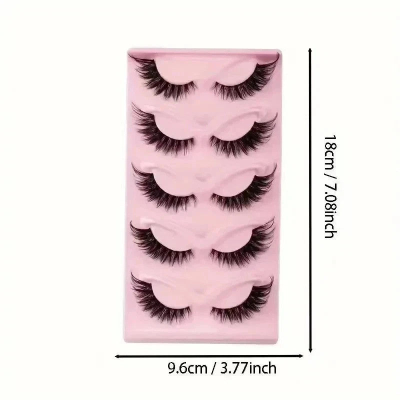 False Mink Cat-Eye Lashes Set - Wispy, Reusable Flared Eyelash Kit