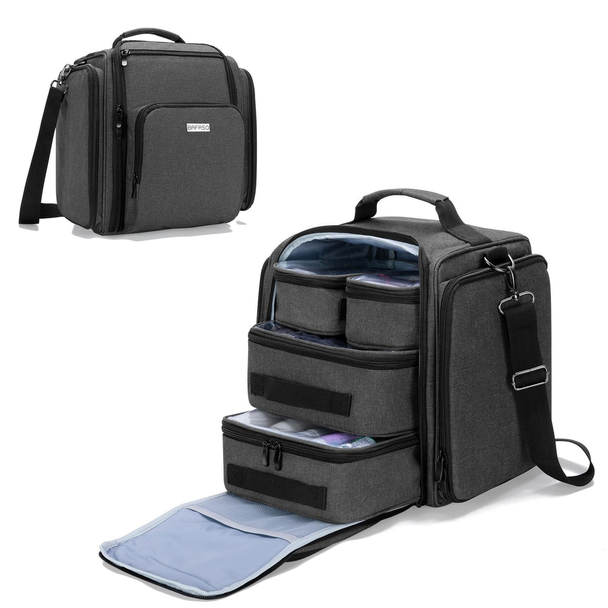 Large Travel Toiletry Bag with 4 Removable Pouches - Organizer for Cosmetics & Accessories