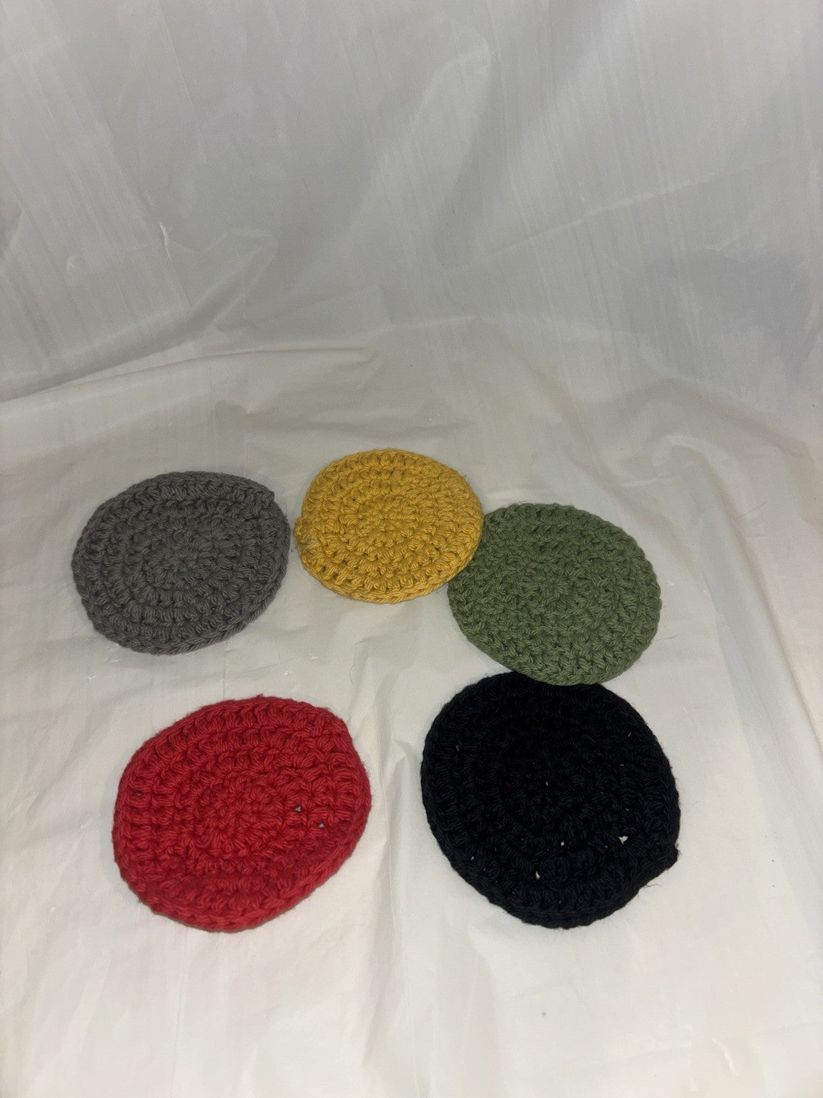 Set of 5 Crochet Face Scrubbies- 100 % Cotton, handmade. multi color