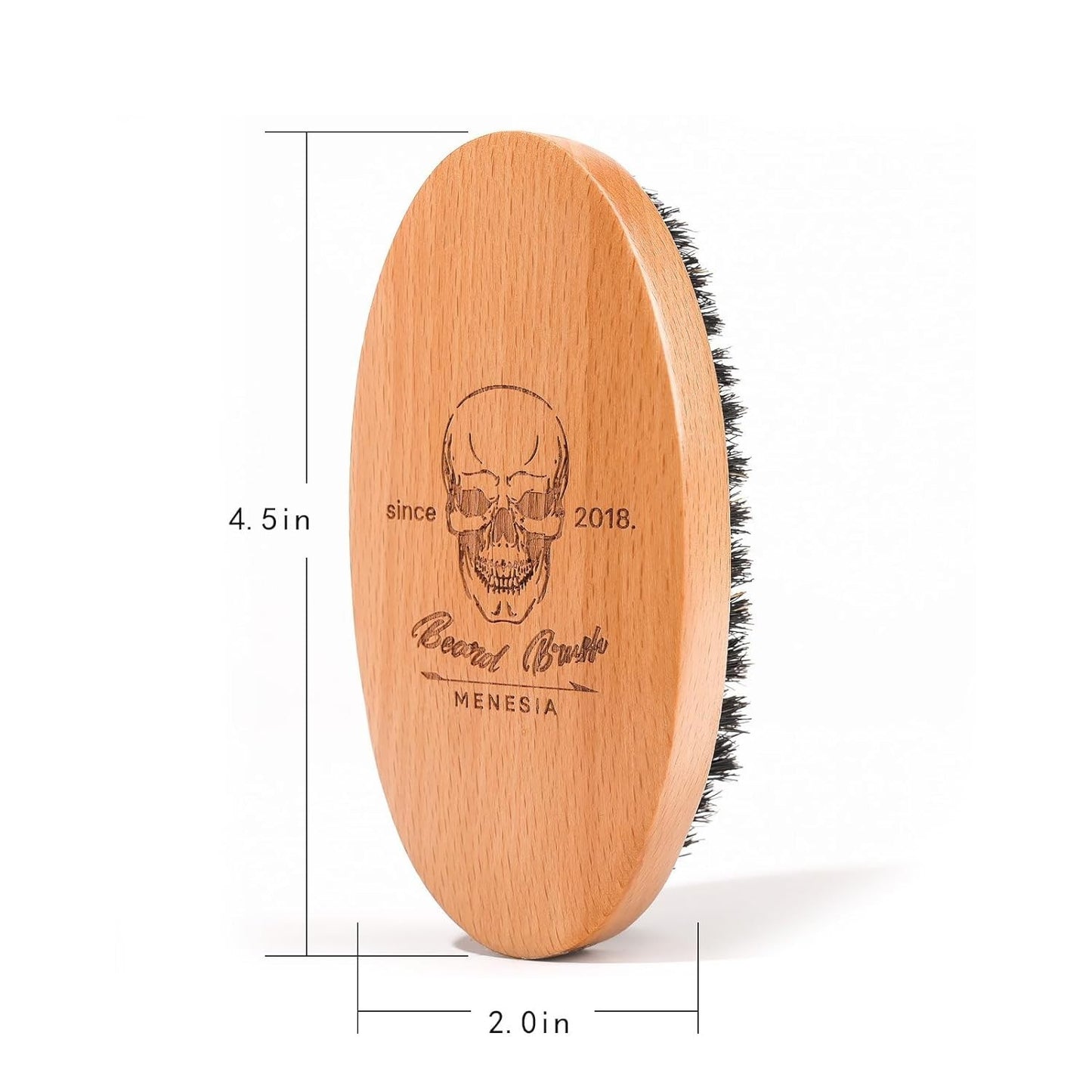 Sustainable Wooden Beard Brush with Skull Design for Travel & Gifting