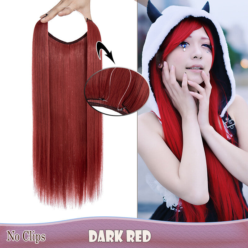Invisible Wire Clip-In Hair Extensions with Clips & Replacement Wires - Natural & Wavy, 20/24 Inch