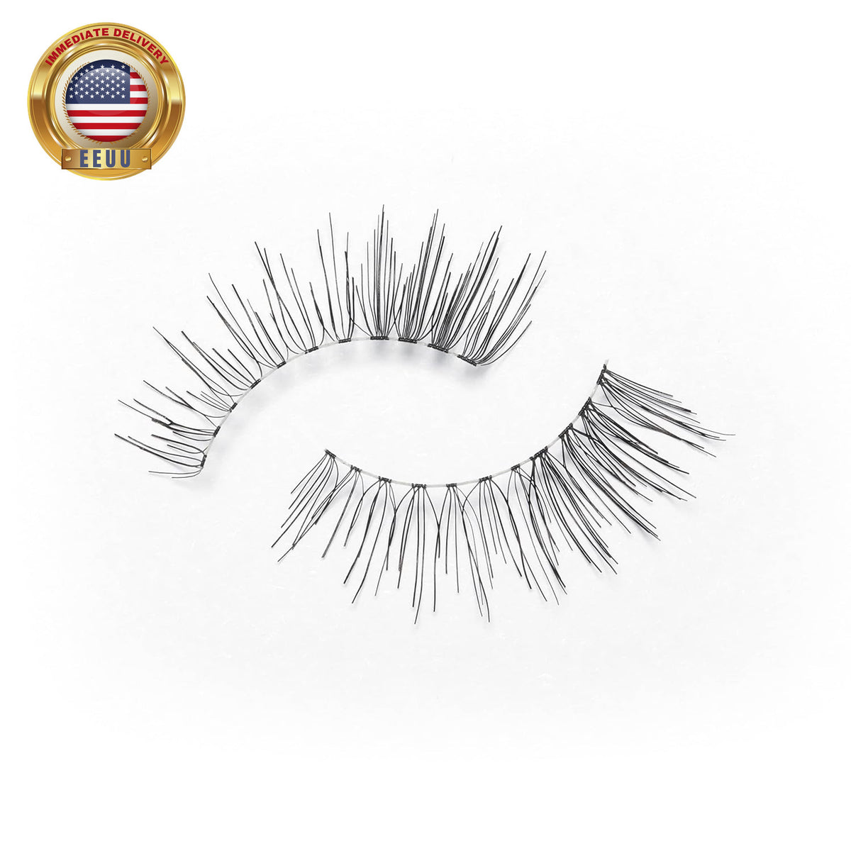 Reusable False Eyelashes with Clear Band and Adhesive - Natural Look, 1 Pair