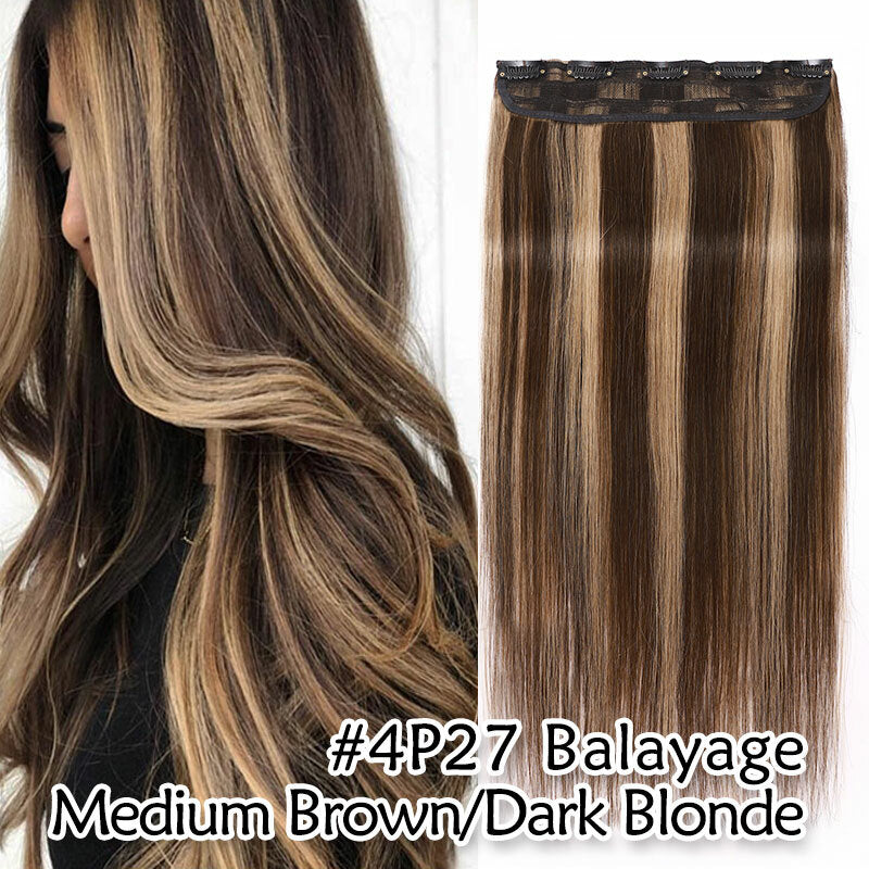 Remy Human Hair Extensions Clip-In Full Head Set - Natural & Highlight Colors