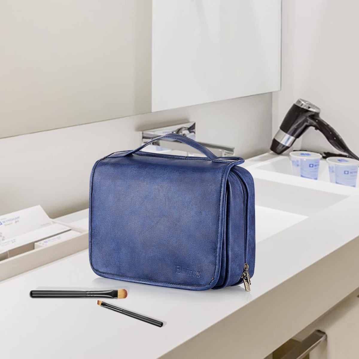 Men's Waterproof Travel Toiletry Bag with Hanging Hook and Multiple Compartments