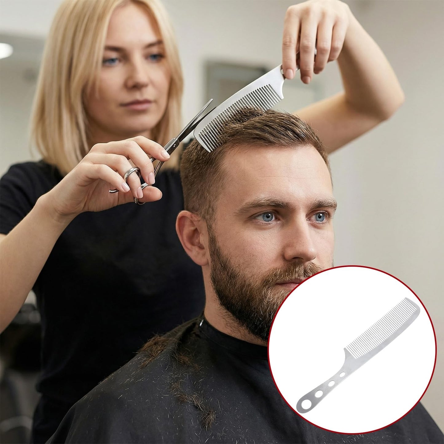 Metal Fine Tooth Comb Set - Stainless Steel Detangling & Styling Tools