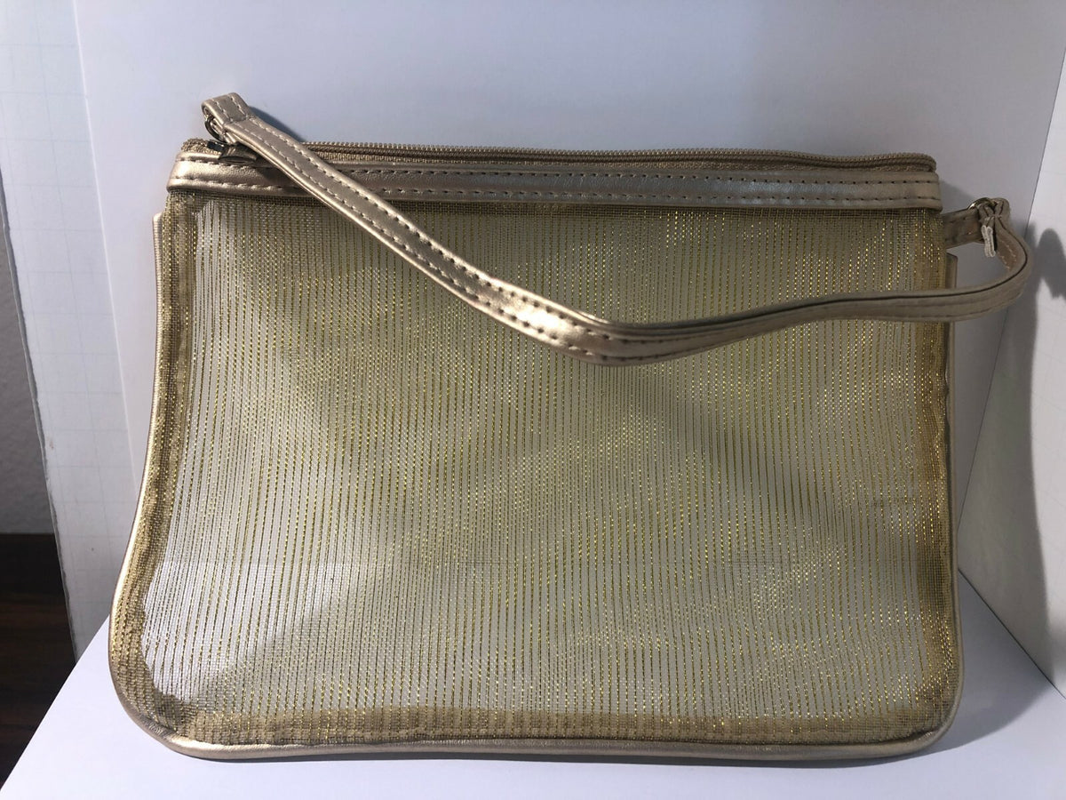 Cosmetic Makeup Bag with Gold Network Design - Travel & Storage