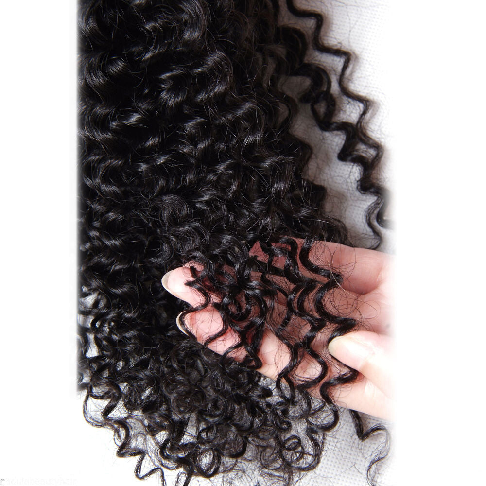 Brazilian Virgin Human Hair Extensions Jerry Curl Bundle - Black #1B