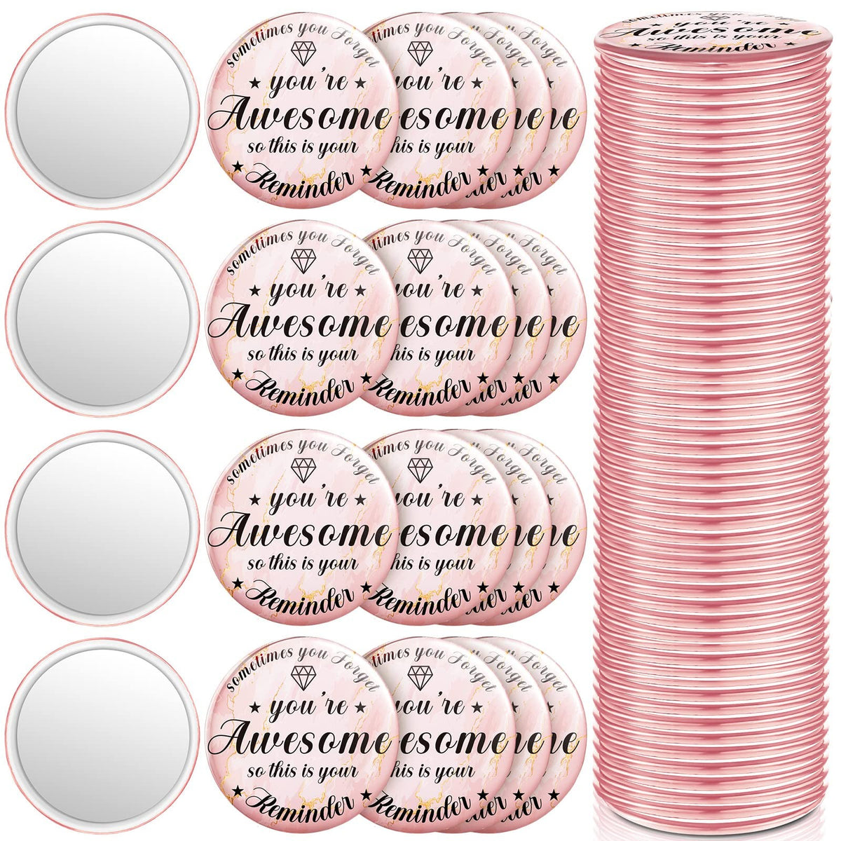 36 Pcs Inspirational Compact Pocket Mirrors for Women - Mini 2.76 Inch Gifts