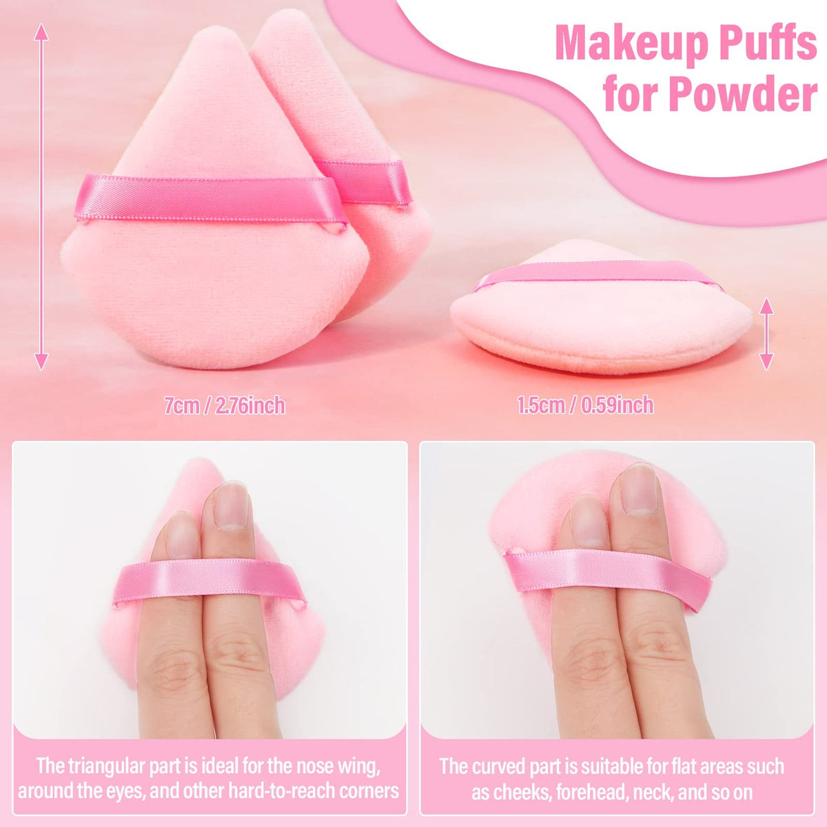 Triangle Makeup Powder Puffs Set - Soft Velour Face Applicators for Foundation & Loose Powder, 20 Pieces