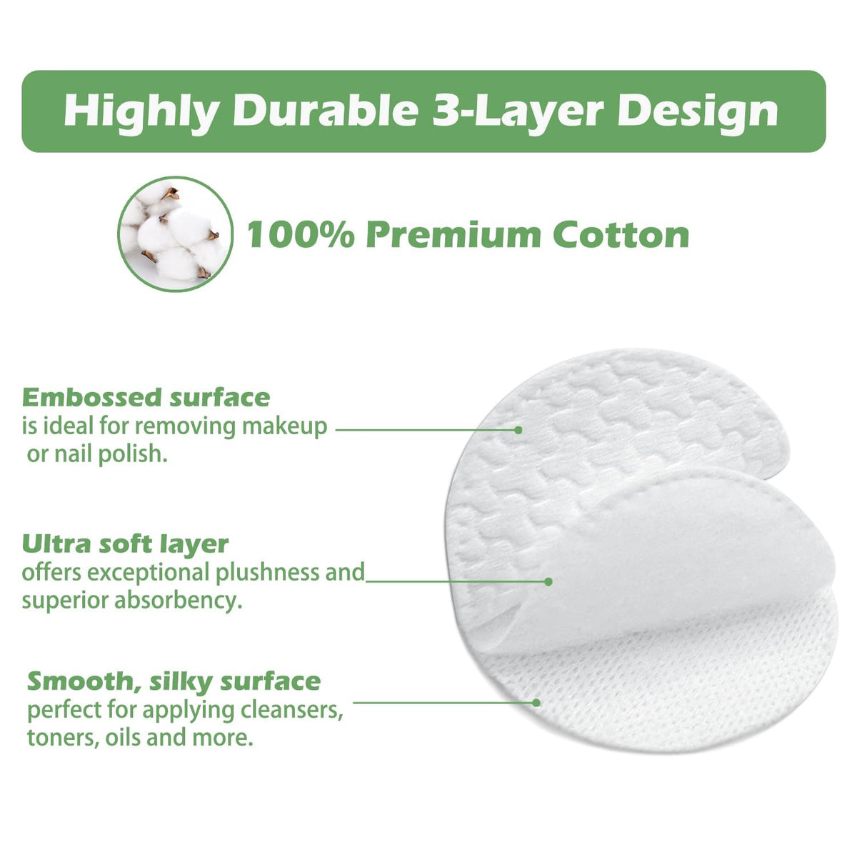 Cotton Rounds Pack of 300 with Travel Canister - Ultra Soft & Absorbent