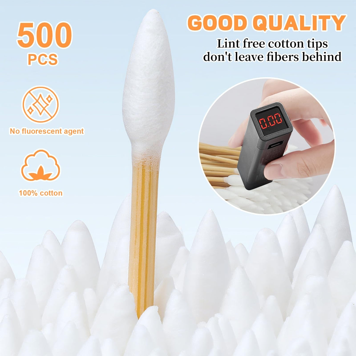 500 Pcs Pointed Cotton Swabs with Storage Case - Precision Cleaning Tools