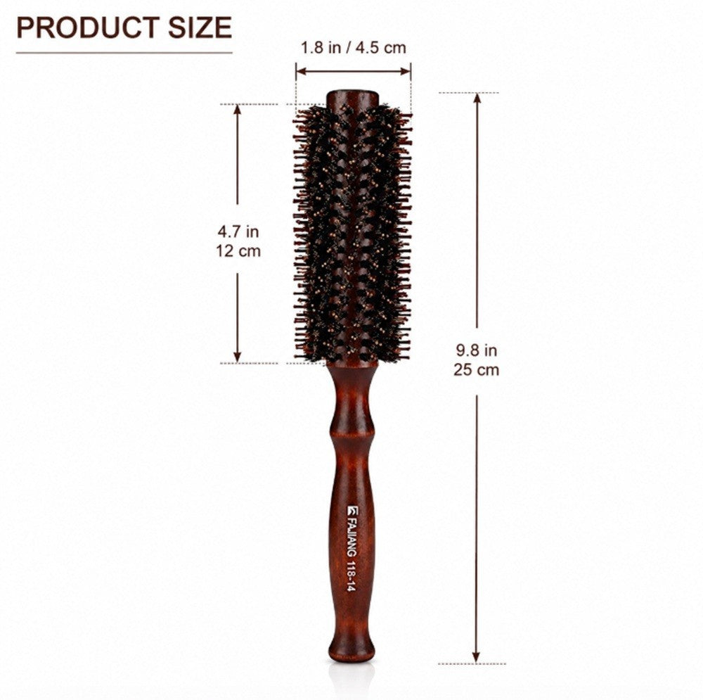 2.2 Inch Round Bristle Hair Brush with Wooden Handle for Blowouts & Styling