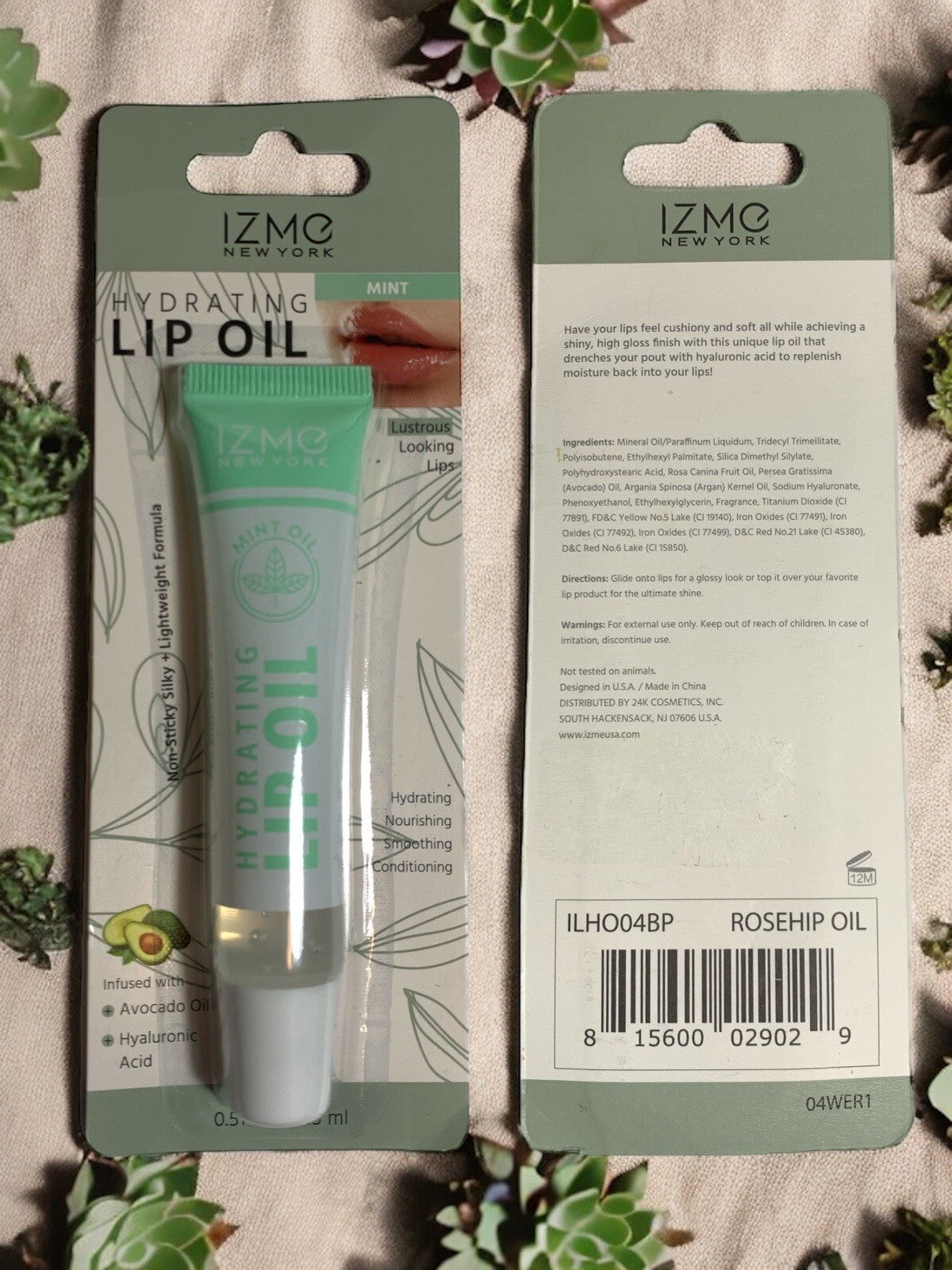 Hydrating Lip Oil with Mint & Hyaluronic Acid - Moisturizing Long-Lasting Lip Care