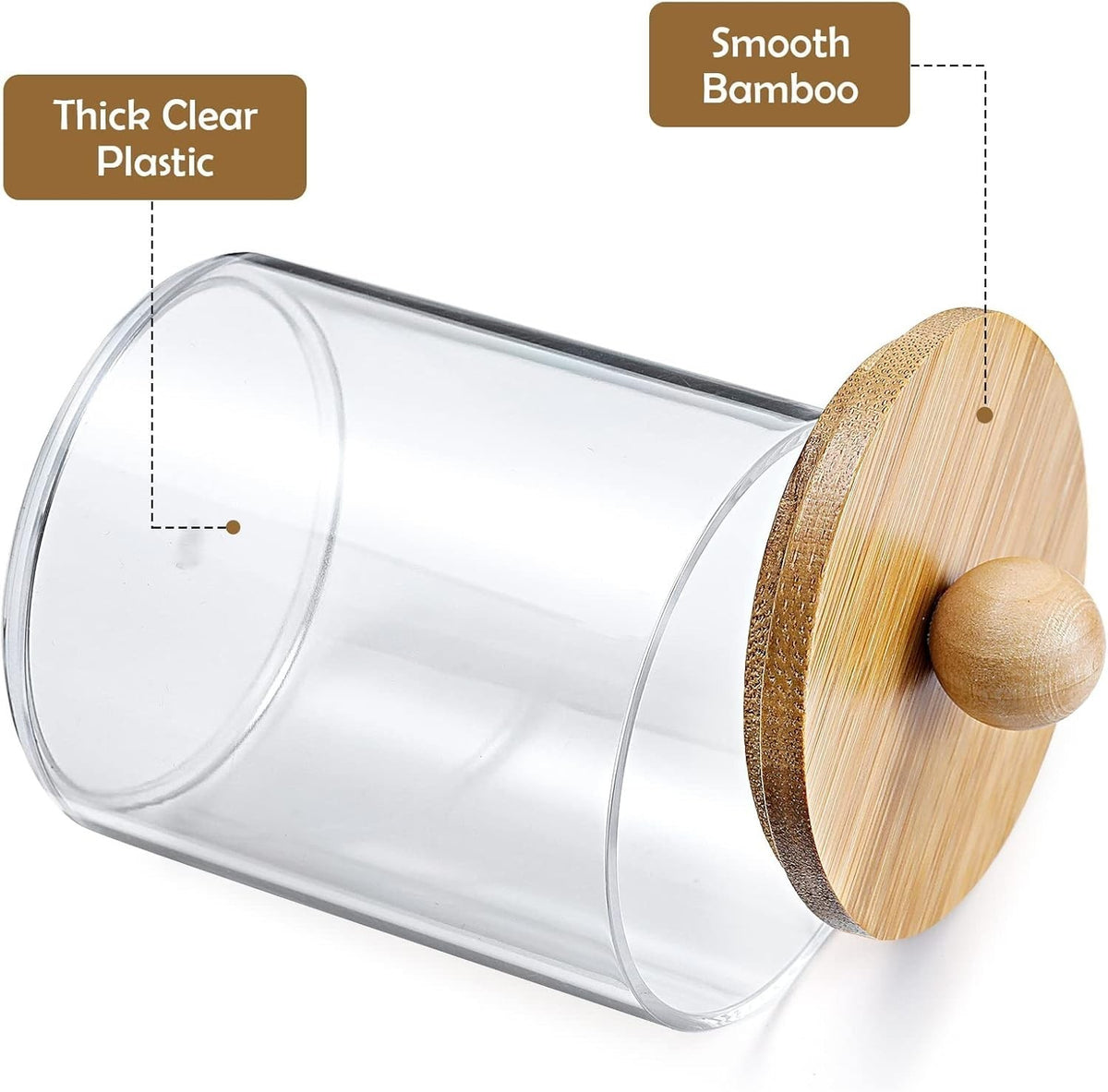 4 Pack 10oz Glass-Style Apothecary Jars with Bamboo Lids for Storage & Decor