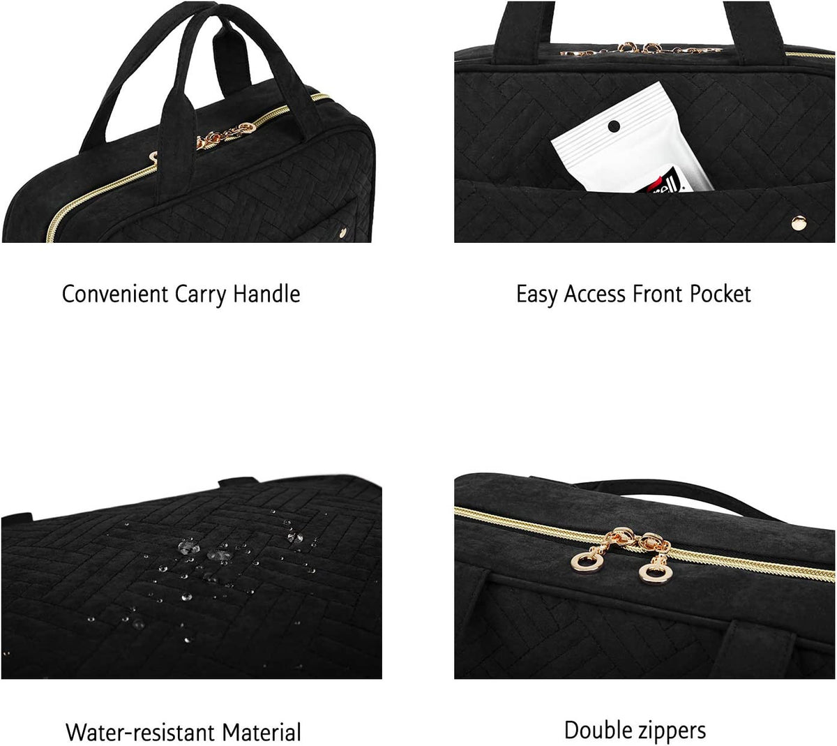 Water-Resistant Travel Toiletry Bag with Hanging Hook and Compartments