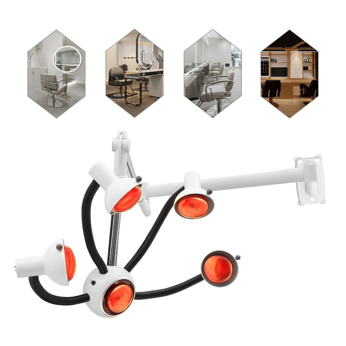 750W Wall Mounted Hair Dryer with Infrared Heat Bulbs for Salons
