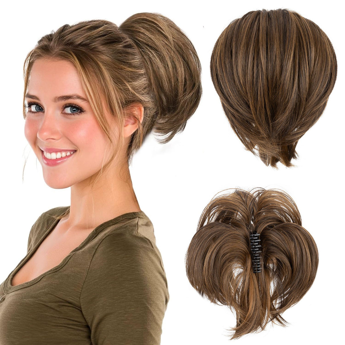 Thick 95G Clip-In Ponytail Hair Extensions - Curly Wavy Natural Look