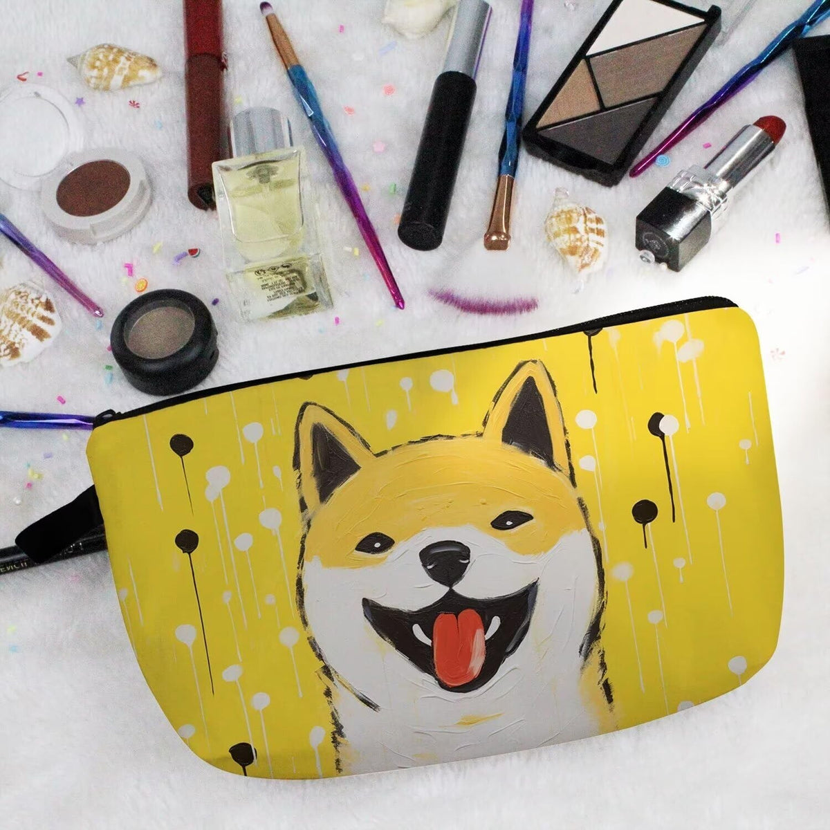 Cute Shiba Inu Makeup Bag Small Organizer for Women & Dog Lovers