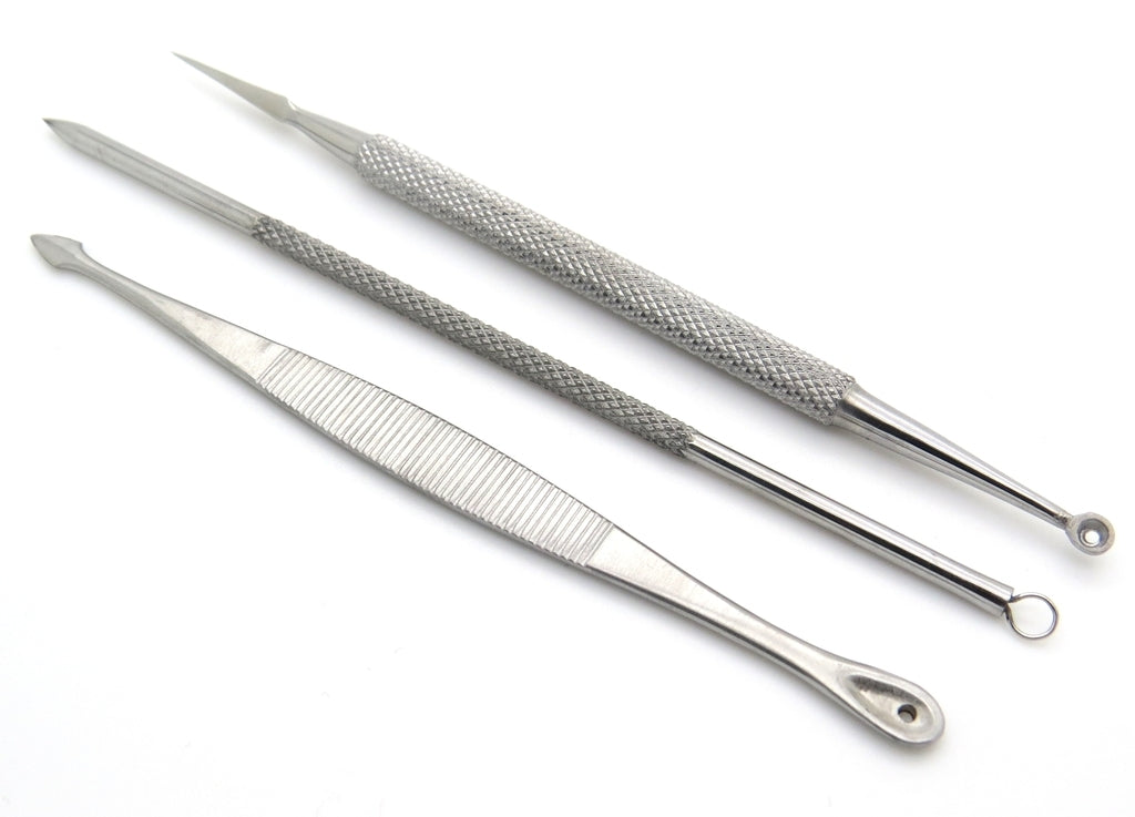 Professional Blackhead Acne Blemish Extractor Tool Kit - Set of 3