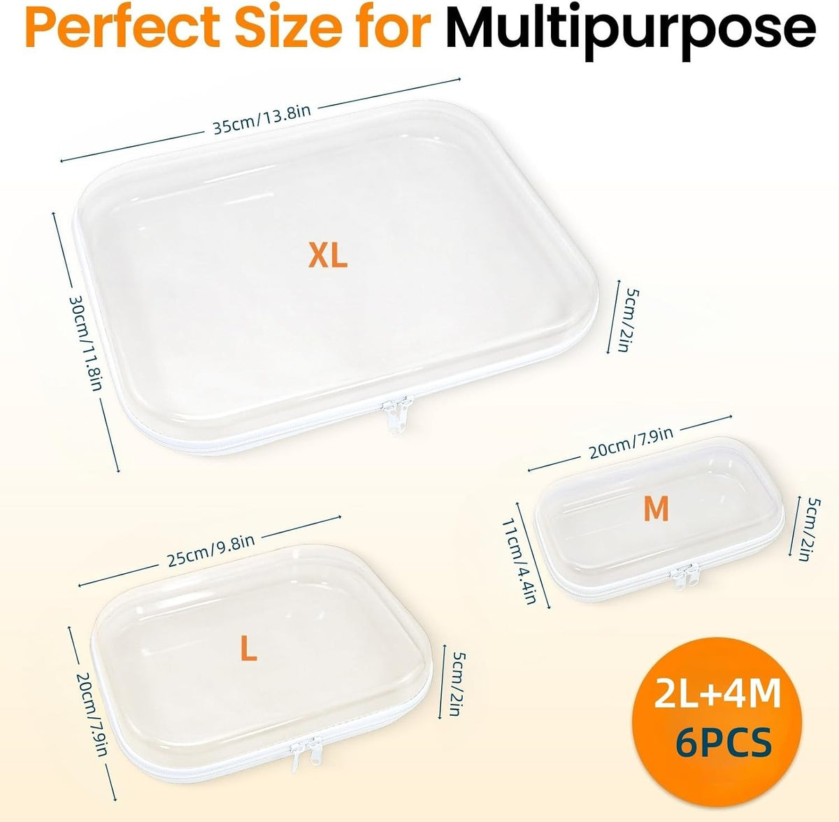 Clear Hard Shell Zipper Storage Case 7.84 Inch Portable Organizer