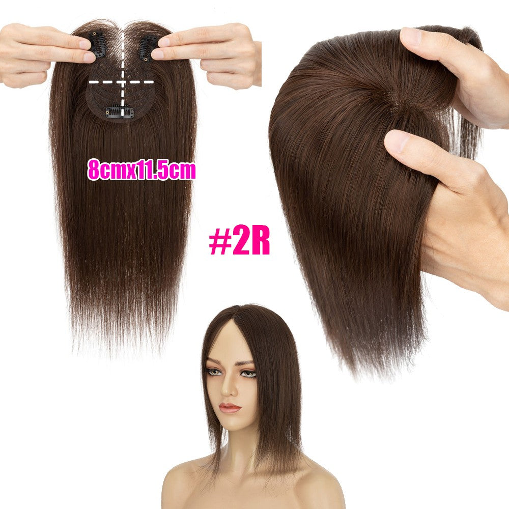 Clip-In Hair Topper with Bangs - Remy Human Hair, Lace Base, 10-14 Inches