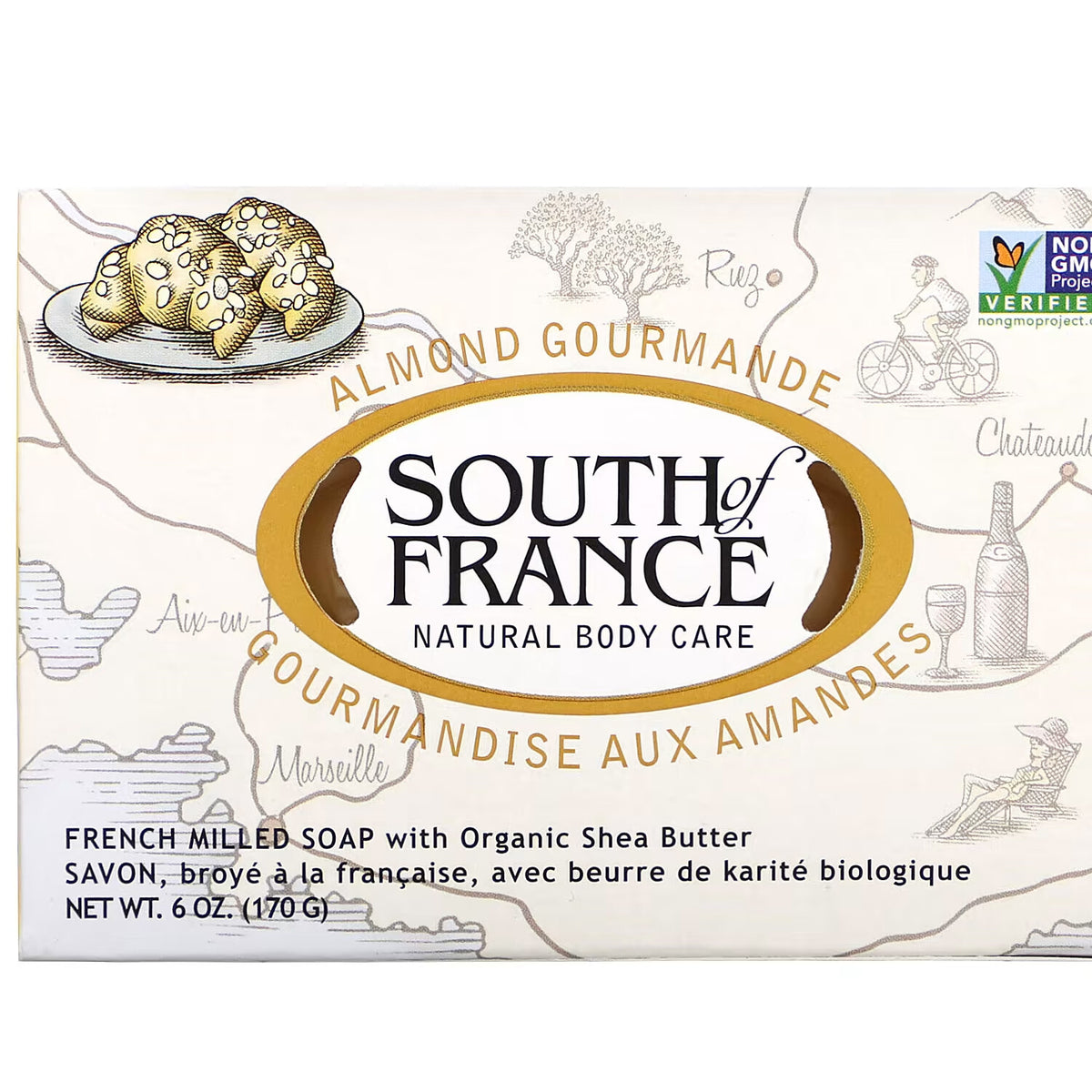 South of France Bar Soap, Almond Gourmande, 6 Ounces