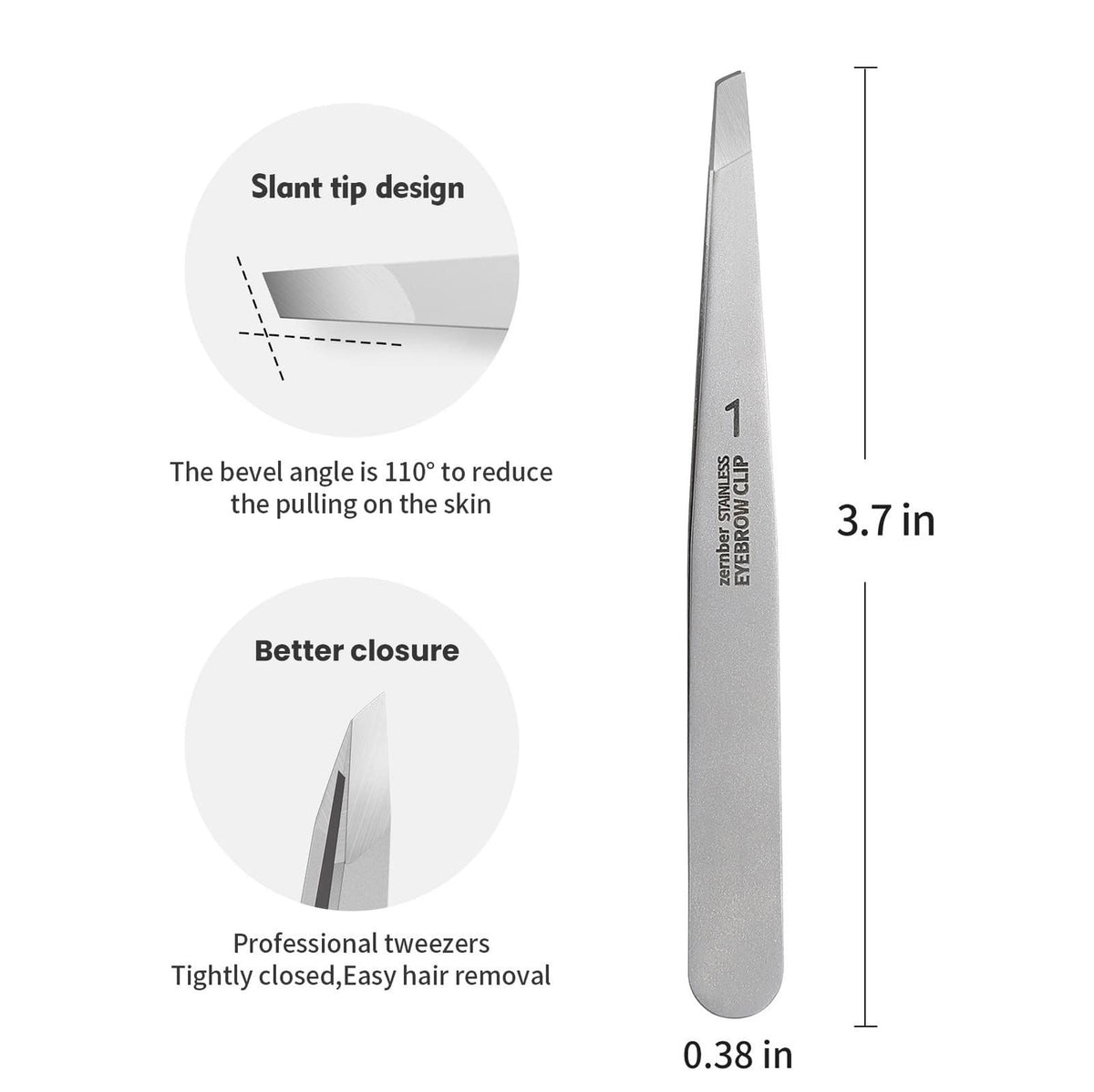 Eyebrow Hair Removal Tweezers Slant Tip 2 Pack for Precision Shaping