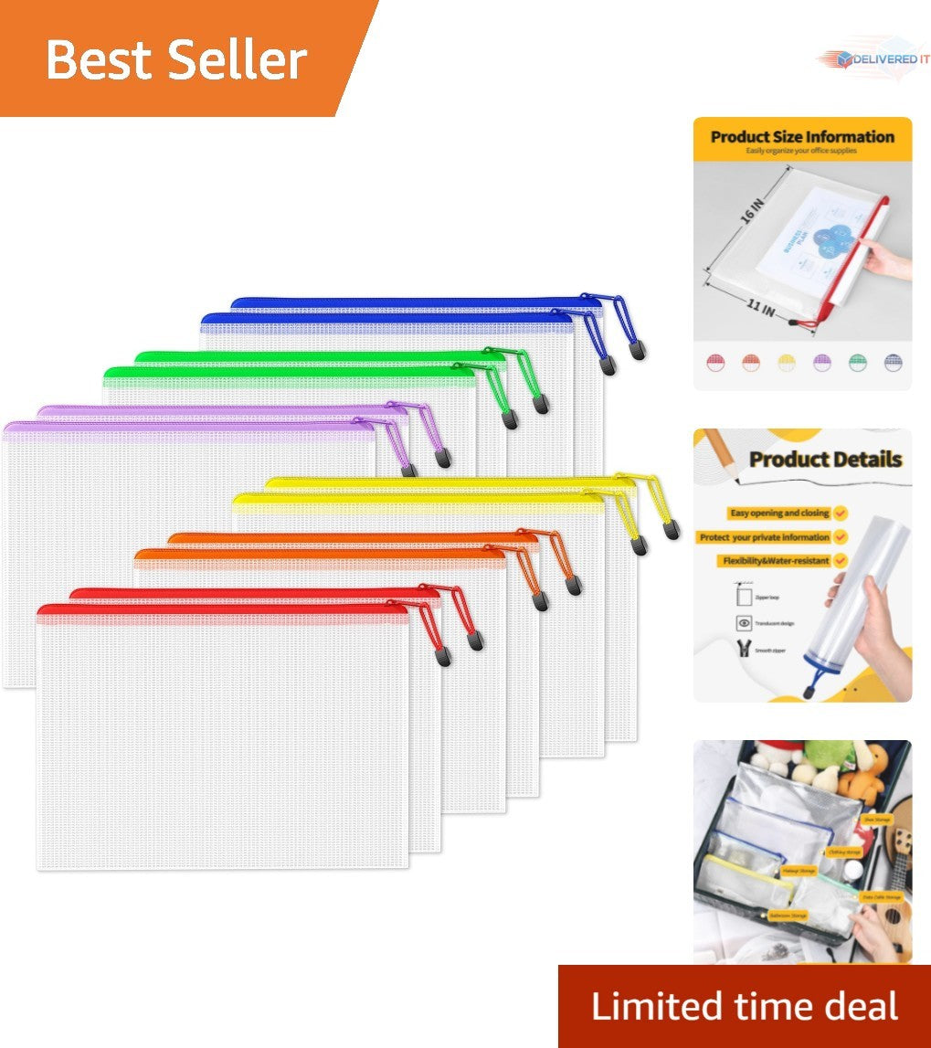 Large Mesh Zipper Storage Bags 11x16 for Organization Travel & Puzzles