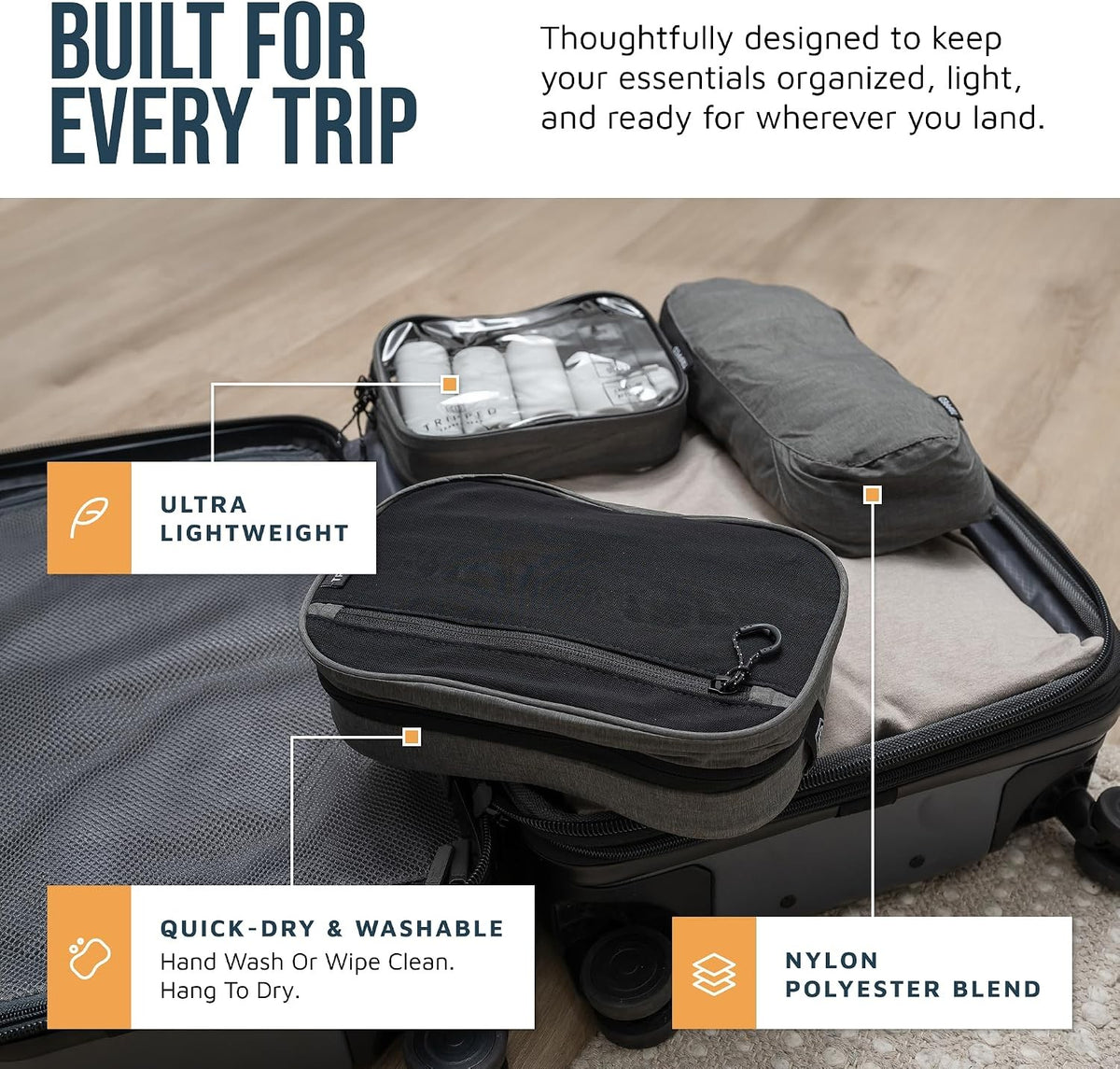 3-Piece Travel Toiletry Bag Set with Hanging Bag TSA Liquids Bag & Organizer