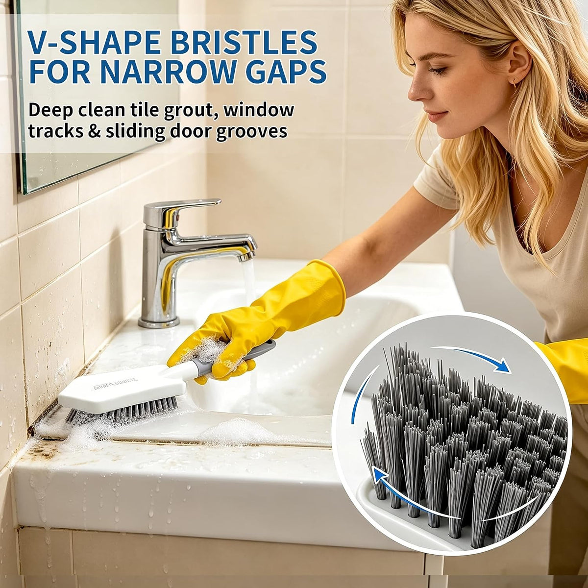 Heavy Duty Shower Scrub Brush Set 3 Pcs Bathroom Cleaning Tools