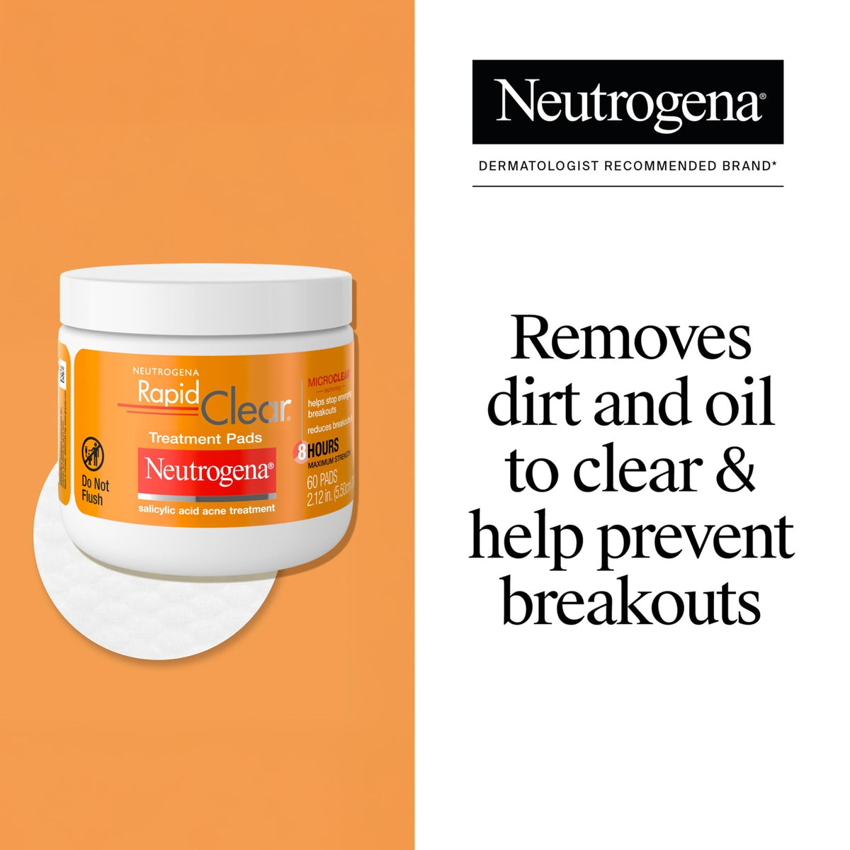 Neutrogena Acne Treatment Pads 60 Count - Fast-Acting Clear Skin Solution