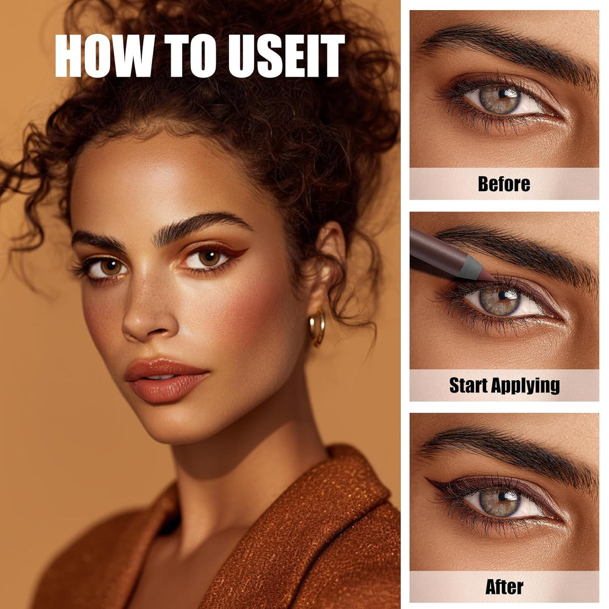 Waterproof Long Lasting Eyeliner Pencil - Smudge-Proof Plum Eye Makeup