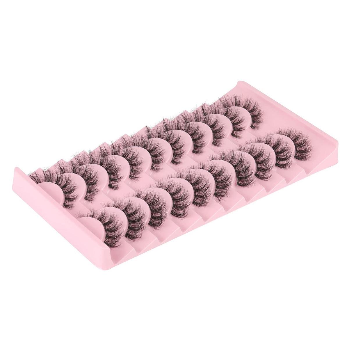 Mink False Eyelashes with Clear Band - 15mm Natural Cat-Eye Look, 10 Pairs