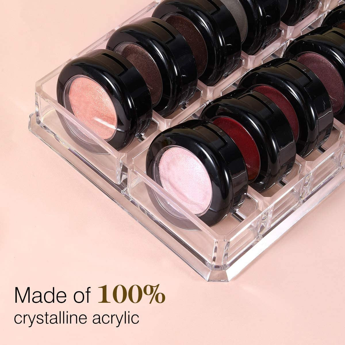 Acrylic Makeup Organizer with 16 Slots for Eyeshadow and Cosmetics