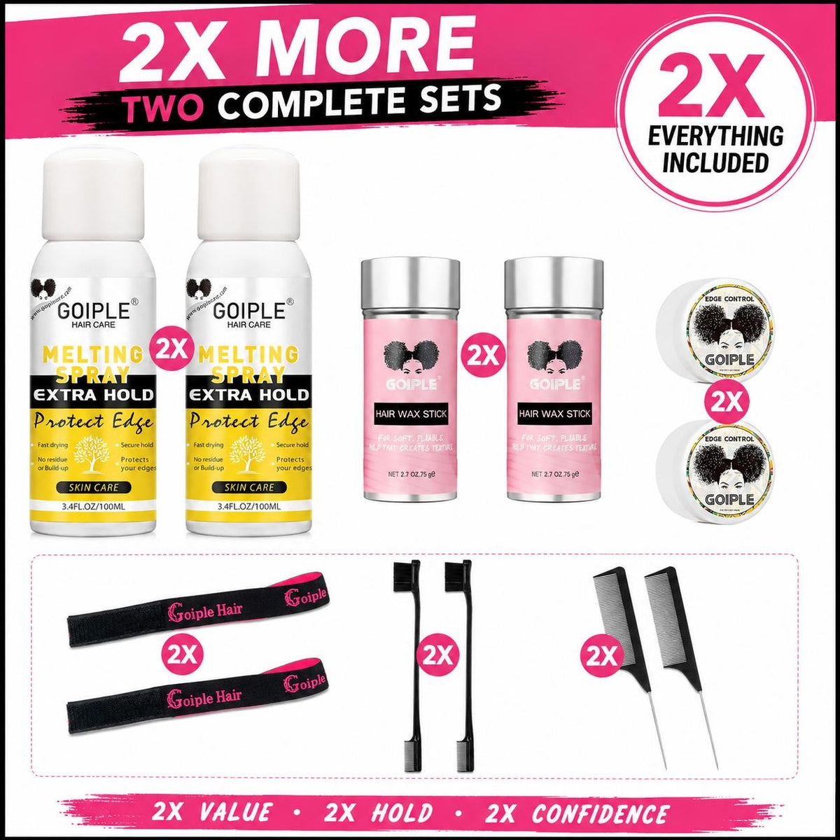 Wig Adhesive Spray Kit with Edge Wax & Tools for Seamless Lace Wig Bonding