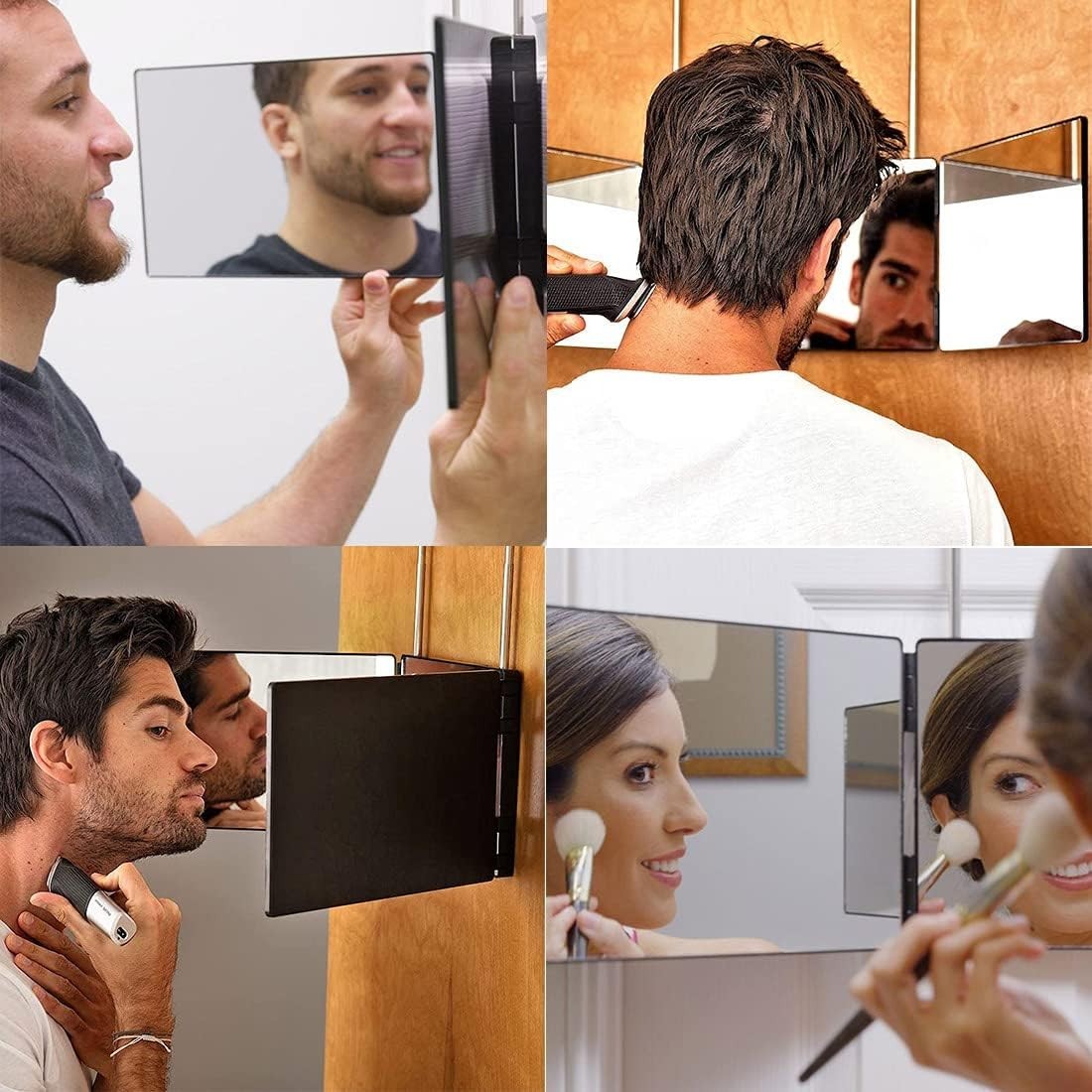 3-Way Hair Cutting Mirror with 5X Magnification and Adjustable Height