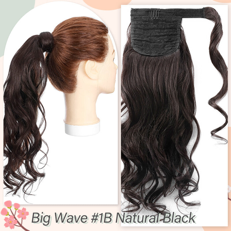 Remy Human Hair Ponytail Extensions Wrap Around Clip-In Hairpiece