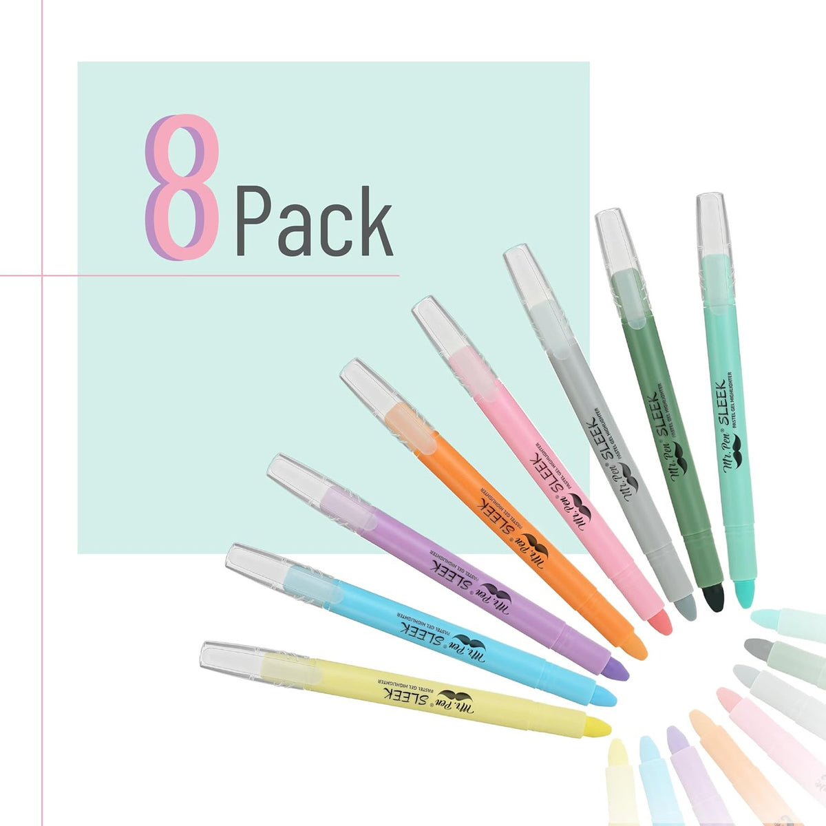 No Bleed Gel Highlighters 8 Pack for Bible Journaling & Note-taking