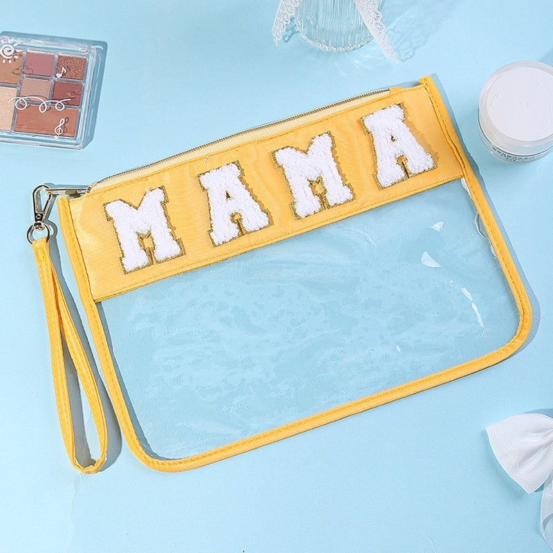 Sport Theme Clear Waterproof Wristlet Cosmetic Bag with Wrist Strap